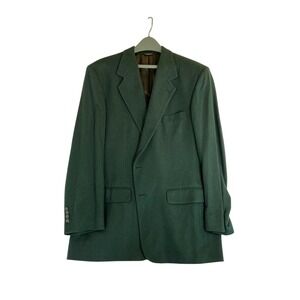 100% Pure Cashmere Blazer Mens Dark Green Two Button Sport Coat Made in USA